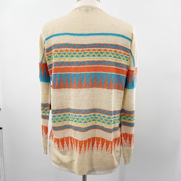 Sisters Womens Tan Western Geometric Light Weight Sweater Cardigan Size S/M NEW - Picture 4 of 8